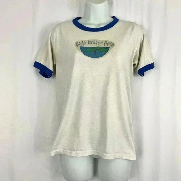 VTG Girls Water Polo T-Shirt SMALL We Were Made Stronger Retro STAINS - Picture 11 of 12